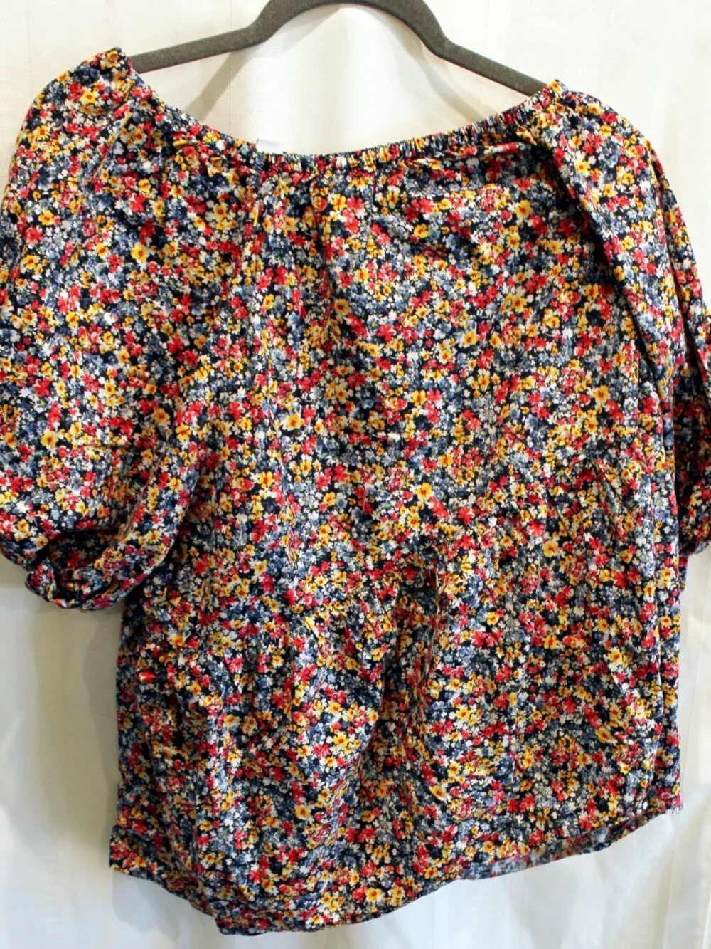 Old Navy Women’s 3X Floral Puff Sleeve Blouse Multicolor Boho Peasant Top